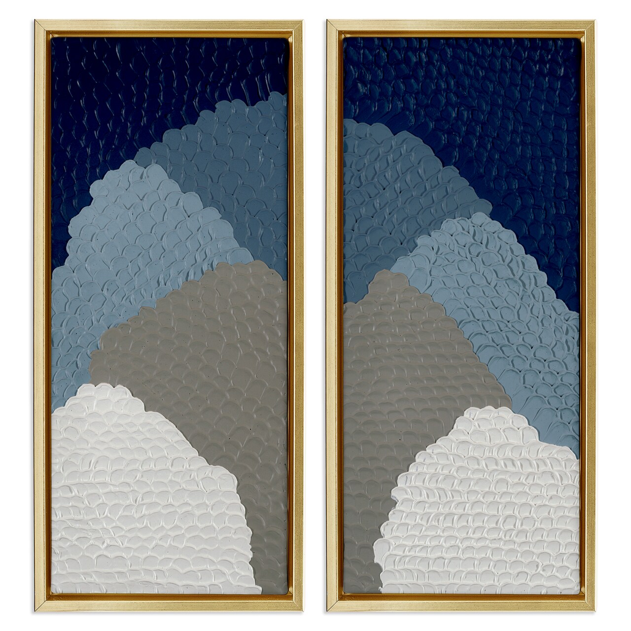 Stupell Industries Textured Blue Abstract Mountains 2 pc Framed Floater Canvas Wall Art Set Design by Ben Schneider